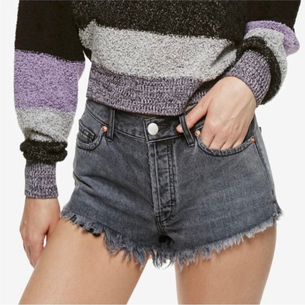 Free People We the Free Soft & Relaxed Cutoff Shorts Sulphur Black Womens 27